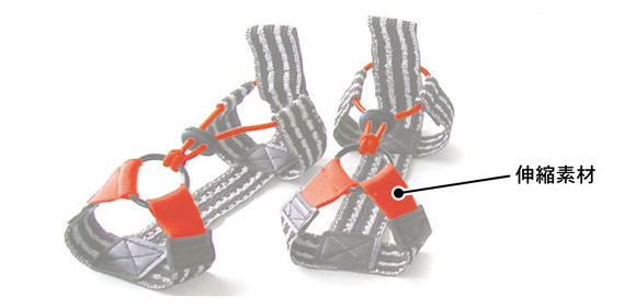 スノースリップガードは様々な靴にフィットするように作られています