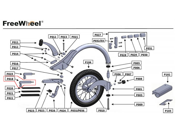 FreeWheel （フリーウィール）補修部品：リヤエンド ［ロング］