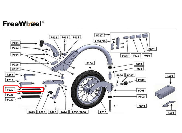 FreeWheel(フリーウィール)補修部品:フラットシム P020/P021/P022