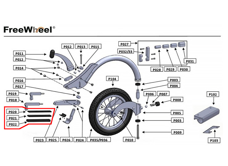FreeWheel(フリーウィール)補修部品:フラットシム P020/P021/P022